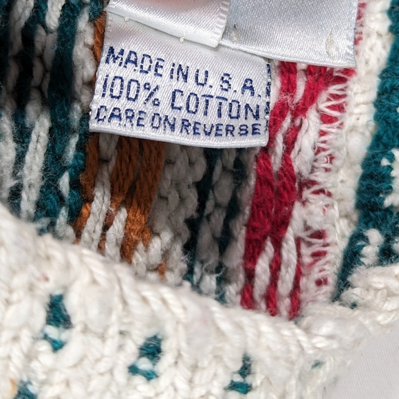 Vintage American Portrait Cardigan Sweater Women's Size Large Geometric 80s 90s - Picture 9 of 9